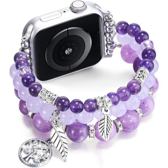 NEW Purple Beaded Apple Watch Band - Picture 1 of 6